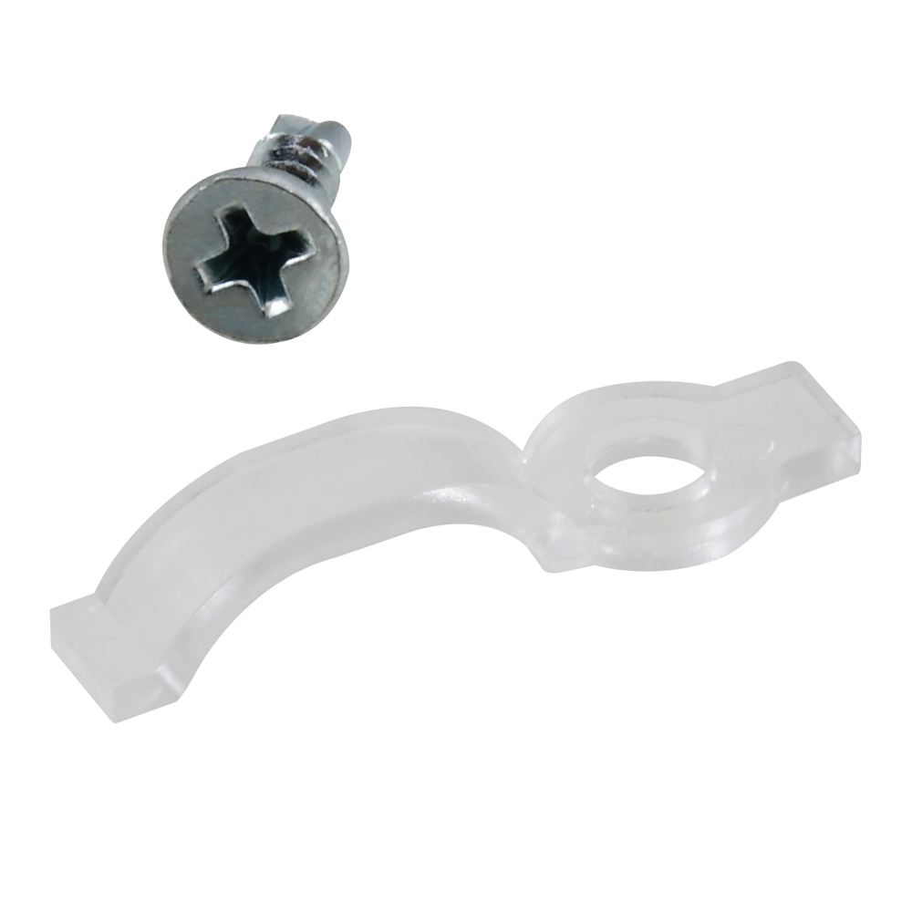 LED Strip Hold-down Clip For 10mm IP65 Clear includes screw 100pc Bag                               