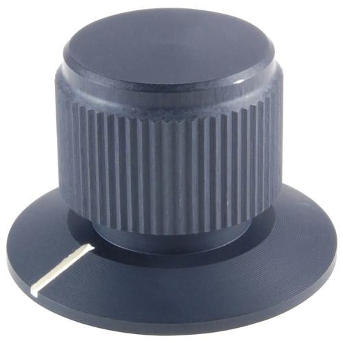 Knob Machined Aluminum Push To Turn Type .750 Inch Diameter .125 Inch Diameter Shaft Black Matte    