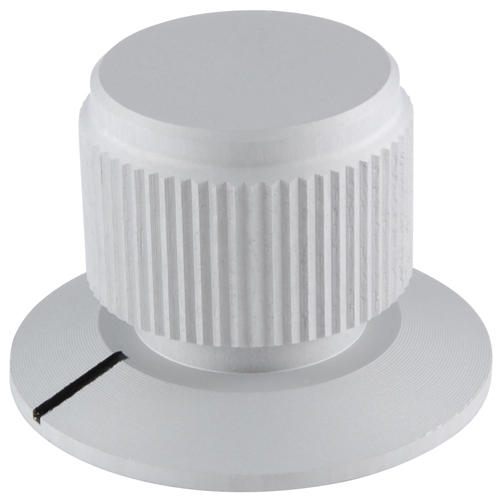 Knob Machined Aluminum Push To Turn Type .750 Inch Diameter .125 Inch Diameter Shaft Clear Matte    