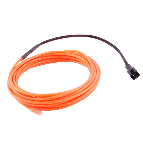El Wire Orange 2.3mm Diameter 3m(9.84ft) Length With Pre-wired Connector                            