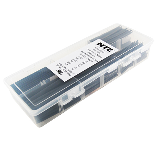 Heat Shrink Assortment Black Thin Wall 2 1/2 In Length Assorted Diameters 158 Pieces Total          