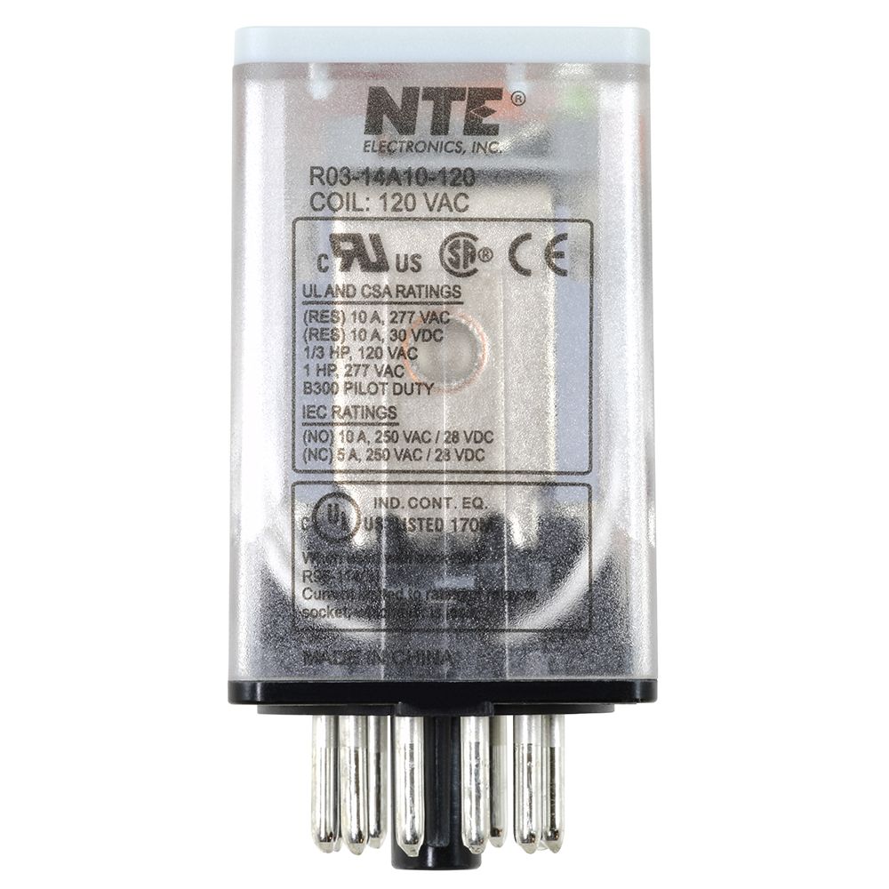 Relay-10Amp-3PDT 120VAC 11-pin Octal Full Featured Push Button Lock Down Door Flag And LED Indicator