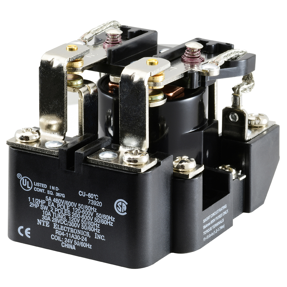 Relay-24VAC 30AMP DPDT Heavy Duty Open Frame Screw Terminals Long Life Contacts Plastic Barriers