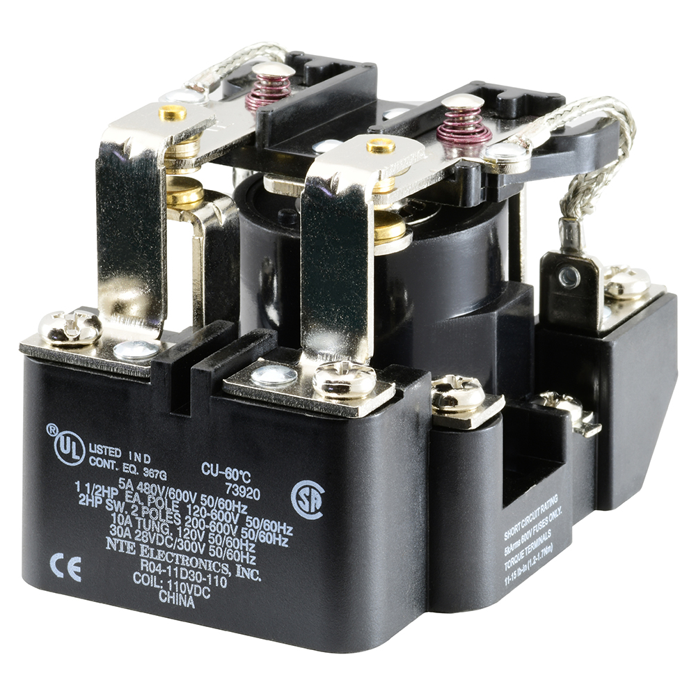 Relay-110VDC 30AMP Dpdt Heavy Duty Open Frame Screw Terminals Long Life Contacts Plastic Barriers