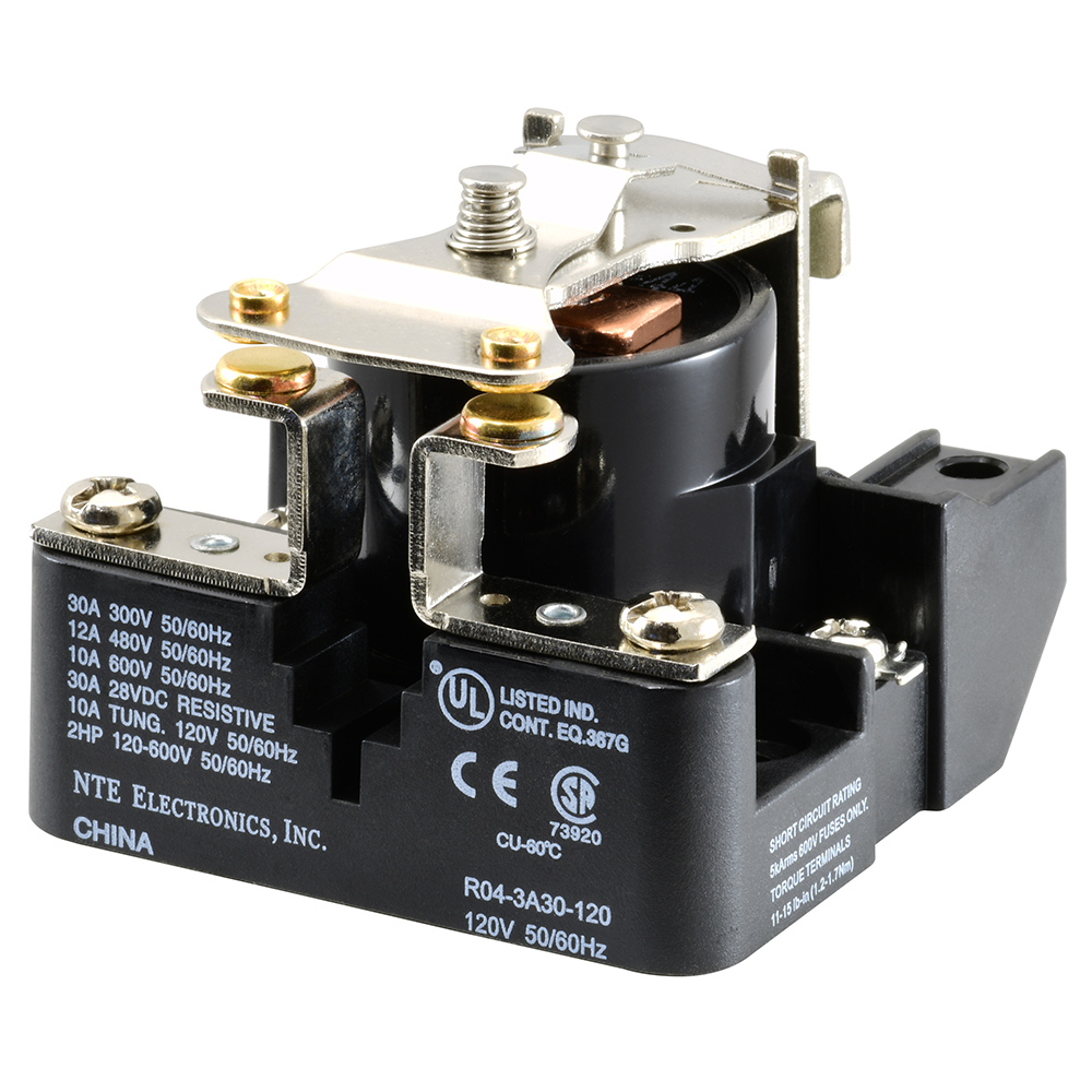 Relay-120VAC 30AMP SPST-N/O Heavy Duty Open Frame
