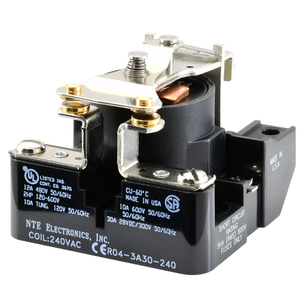 Relay-240VAC 30AMP SPST-N/O Heavy Duty Open Frame