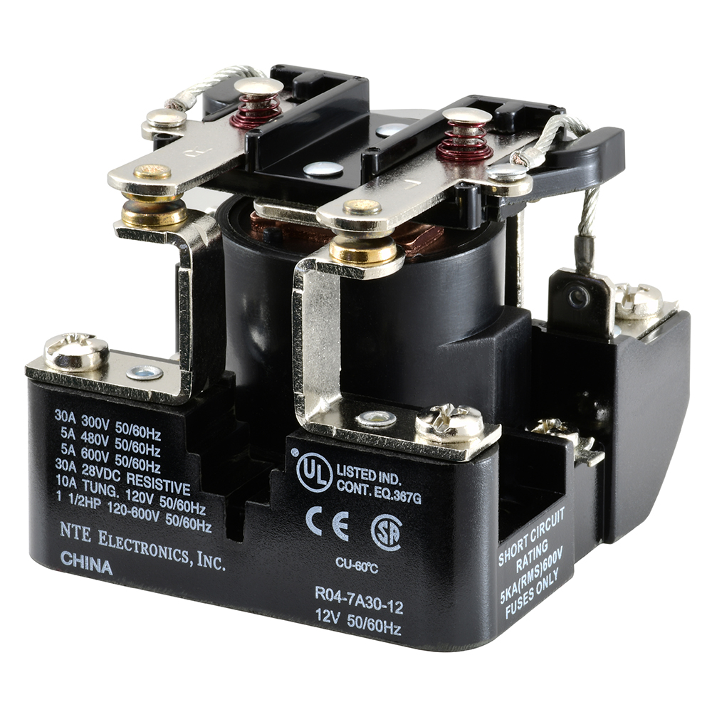 Relay-12VAC 30AMP DPST-N/O Heavy Duty Open Frame