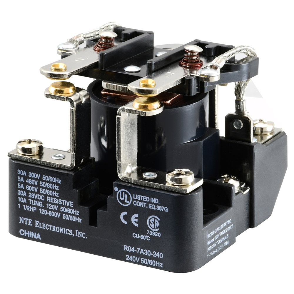 Relay-240VAC 30AMP DPST-N/O Heavy Duty Open Frame