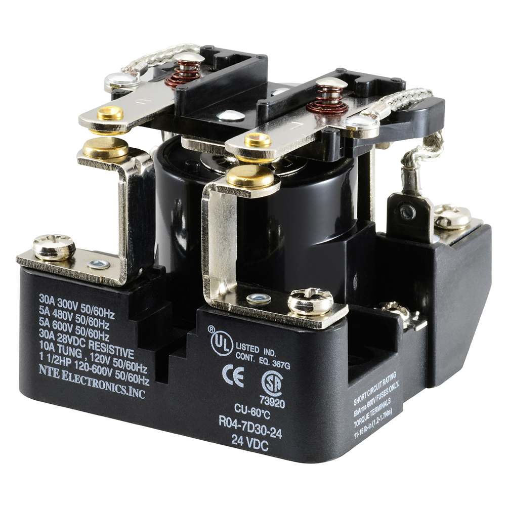 Relay-24VDC 30AMP DPST-N/O Heavy Duty Open Frame