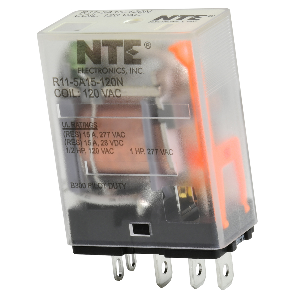 Relay-15amp SPDT 120vac With LED Indicator Plug-in Mount