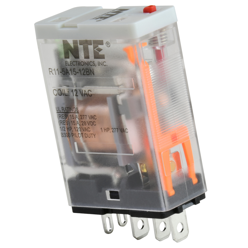 Relay-15amp SPDT 120vac With LED Indicator Plug-in Mount