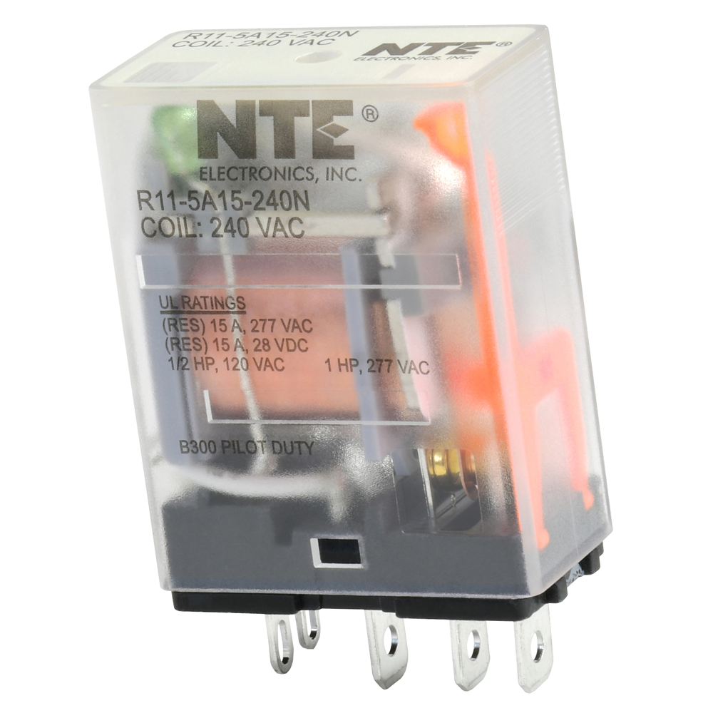 Relay-15amp SPDT 240vac With LED Indicator Plug-in Mounting