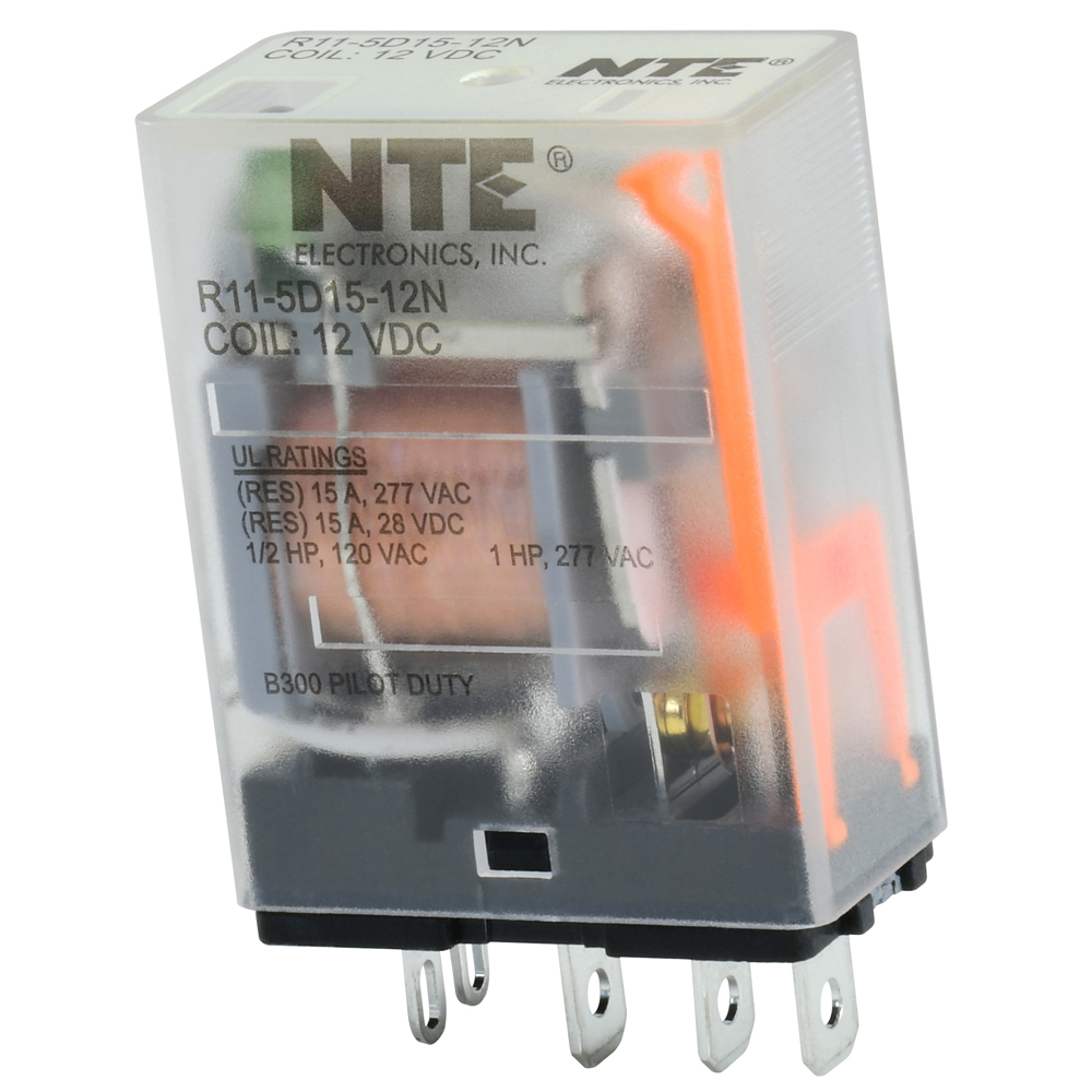 Relay-15amp SPDT 12vdc With LED Indicator Plug-in Mounting