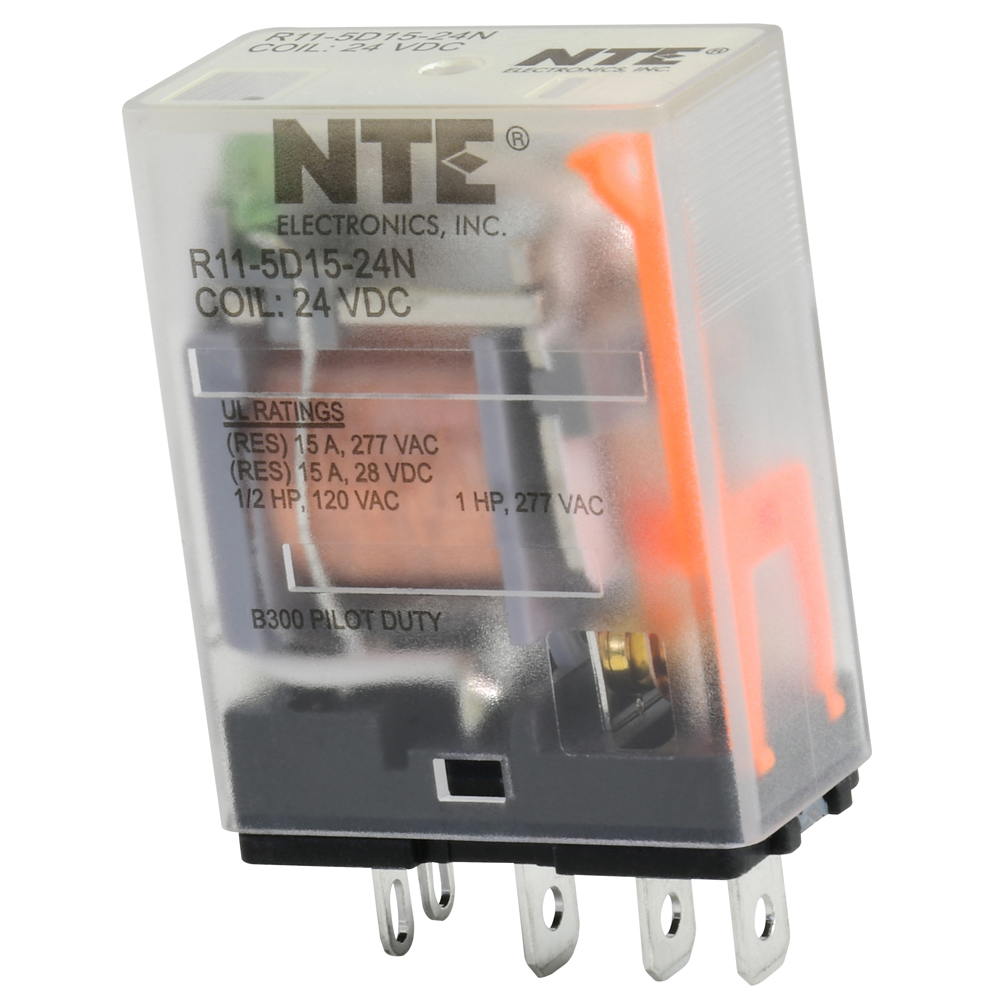 Relay-15amp SPDT 24vdc With LED Indicator Plug-in Mounting