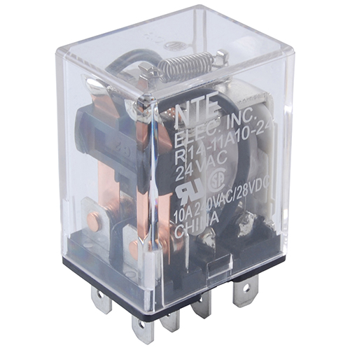 Relay-DPDT 12Vac 10Amp Flange Mount Plug-in Or Solder Terminals