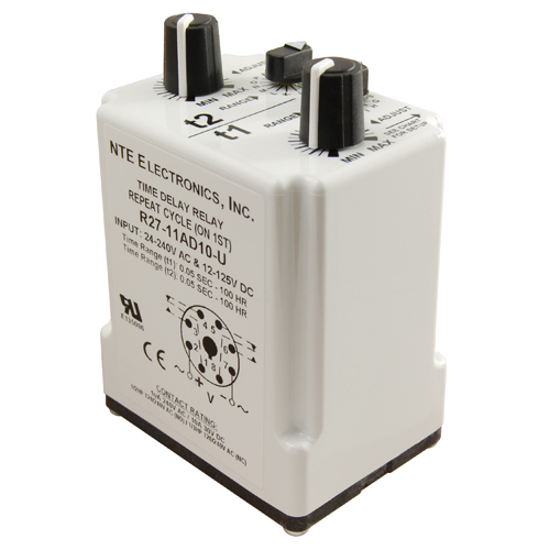 Relay-dpdt Programmable Time Delay 24-240vac Plus 12-125vdc Repeat Cycle 8-pin Octal 16 Time Ranges