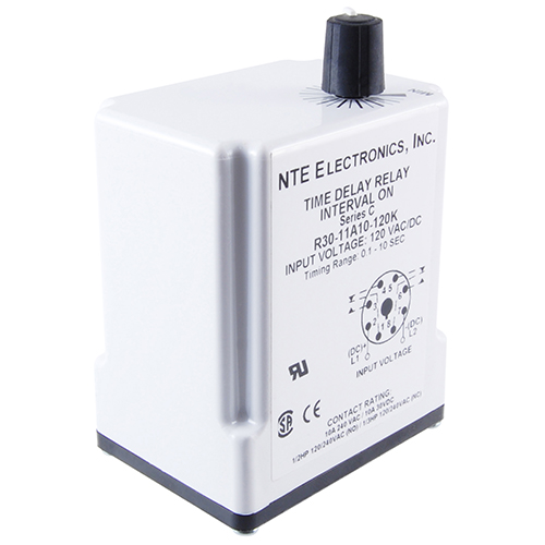 Relay-time Delay Dpdt Interval Time 10amp 120vac 8-pin Octal Base  0.1-10 Second Range