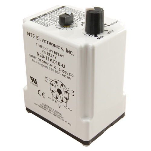 Relay-dpdt Programmable Time Delay 24-240vac Plus 12-125vdc On Delay 8-pin Octal 16 Timing Ranges