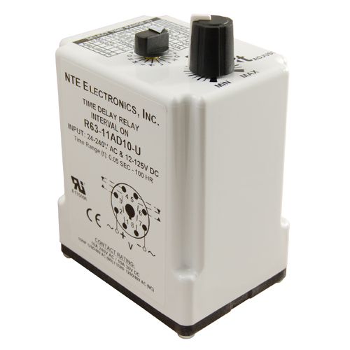 Relay-dpdt Programmable Time Delay 24-240vac Plus 12-125vdc Interval On 8-pin Octal 16 Timing RangeS
