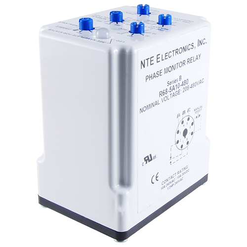 Relay Phase Monitoring SPDT 208-480vac 10A 8-pin Octal Base LED Indicates Normal And Fault ConditioN
