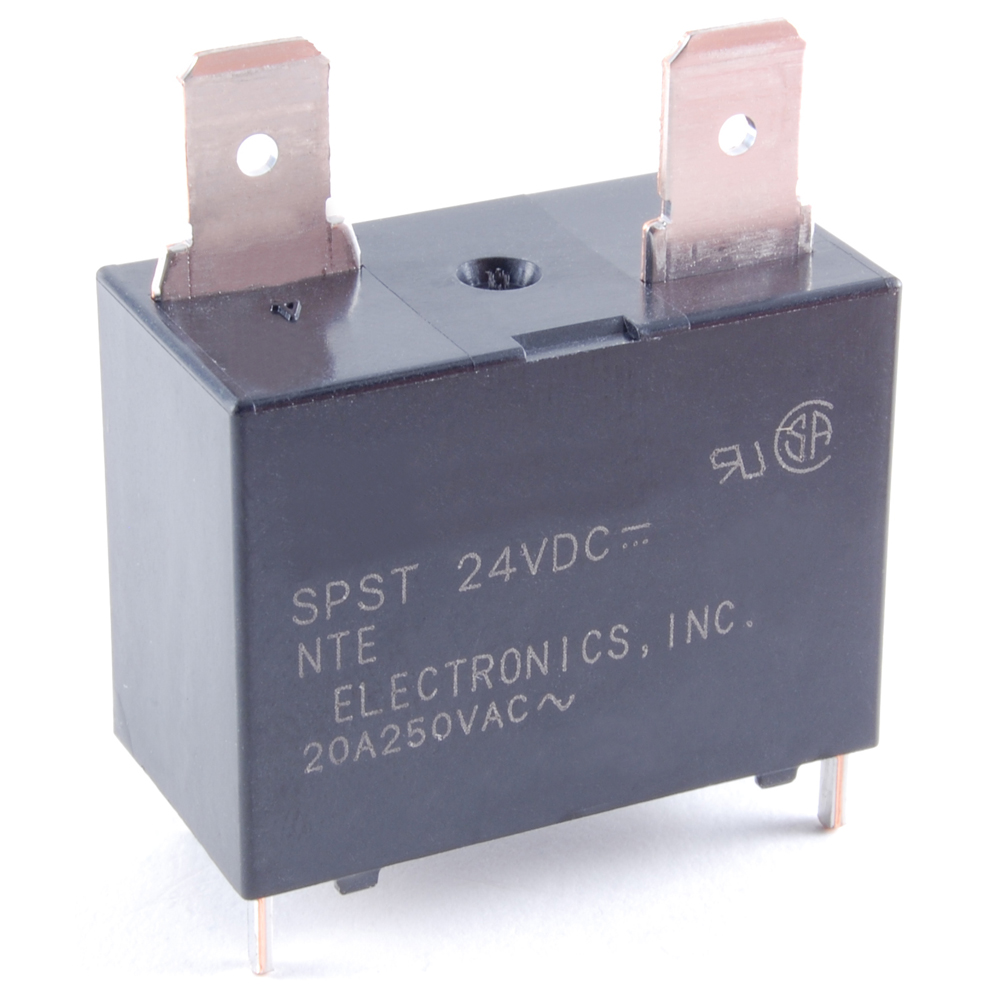 Relay SPST-no 20A 12vdc Miniature PC Board Mount W/quick Connect Terminals On Top
