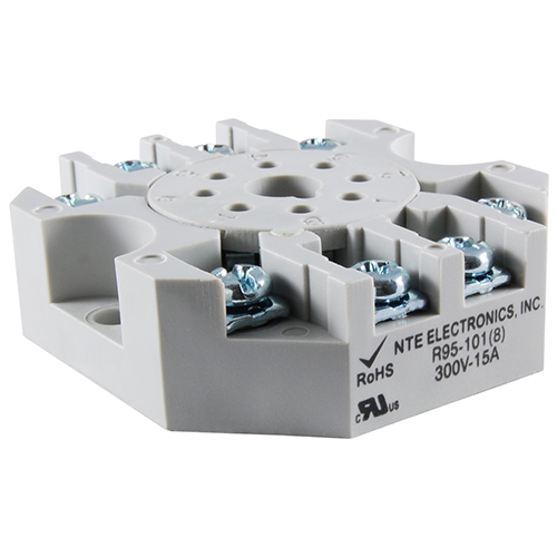 Socket-8 Pin Octal 300V 15A With Pressure Clamp Screws