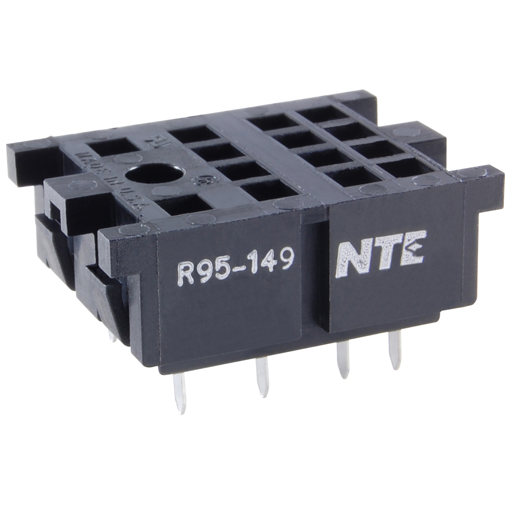 Socket 8-pin Miniature Blade PC Board Mount Dpdt 300V 10 AMP Ground Lug Omitted