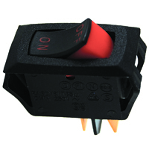 Rocker Switch SPST Off-none-on Miniature Snap-in 16A 125vac Visi Red ACtuator .250 Inch Qc Terminal