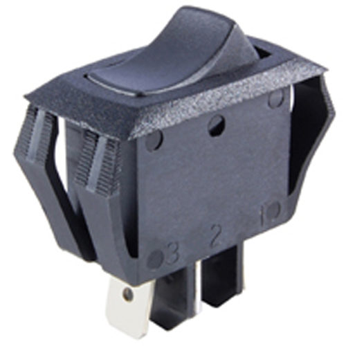 Rocker Switch SPDT On-none-on Miniature Snap-in 16A 125vac Black ACtuator .250 Inch Qc Terminals