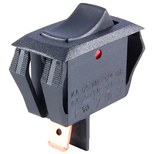 Rocker Switch SPST Off-none-on Miniature Snap-in 16A 125vac Visi Red ACtuator .250 Inch Qc Terminal