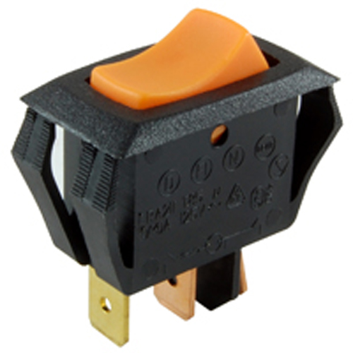 Rocker Switch Illuminated Miniature Snap-in SPST Off-none-on 16A 125vac Neon AMber ACtuator .250 Qc