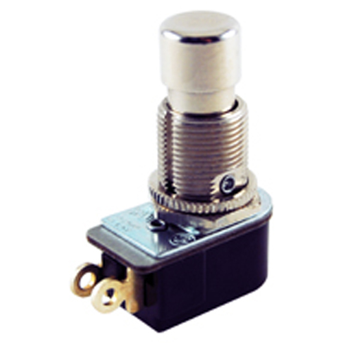 Switch Pushbutton SPST On-(off) 6a 125vac Solder Lug Teminals On End AC/dc Rated                    