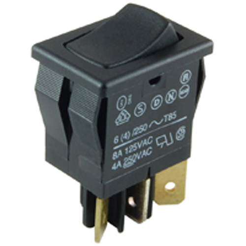 Rocker Switch SPDT On-none-on 8a 125vac Snap-in .187 Inch Quick Connect Terminals