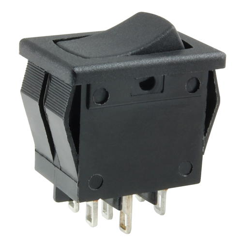 Rocker Switch Dpdt On-off-on 8a 125vac Snap-in Solder Lug Terminals