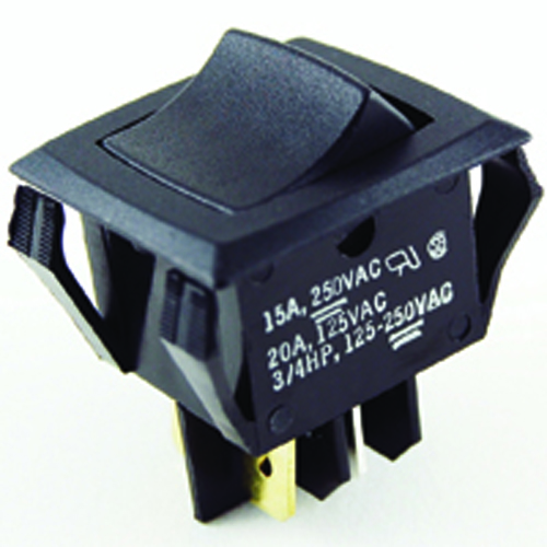 Rocker Switch Dpst Off-none-on Miniature Snap-in 20A 125vac .250 Qc Terminals