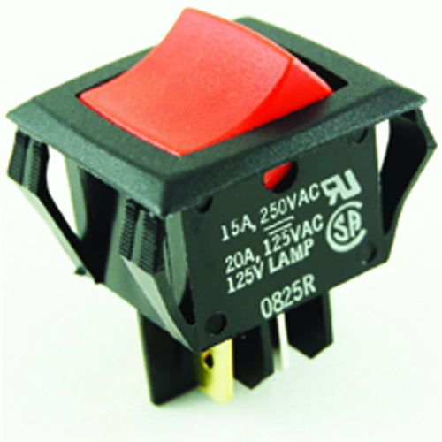Rocker Switch Illuminated Dpst Miniature Snap-in Off-none-on 20A 125vac Red Lens 125vac Neon .250 QC