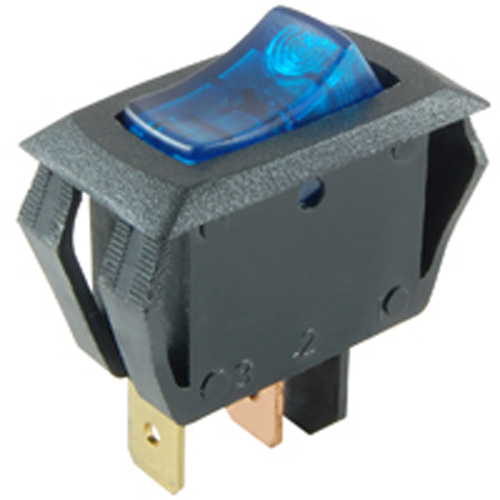 Rocker Switch Illuminated SPST Miniature Snap-in Off-none-on 10A 12vdc Blue Lens 12V Incan Lamp .250