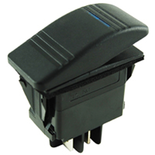 Rocker Switch Illuminated Snap-in SPST 20A 12vdc Oon-none-off W/blue Lens .25 Qc Term Auto/marine