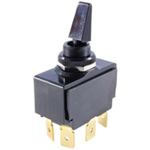 Switch Paddle Toggle Dpdt On-off-on 20A 125vac .500 Mounting Hole .250 Inch Quick Connect Terminals 