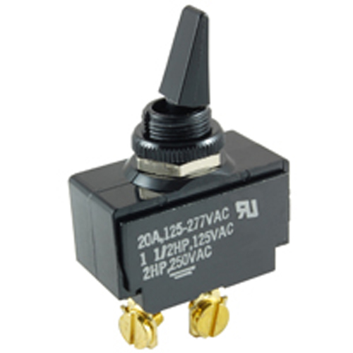 Switch Paddle Toggle SPST On-none-off 20A 125vac .500 Mounting Hole Screw Terminals                 