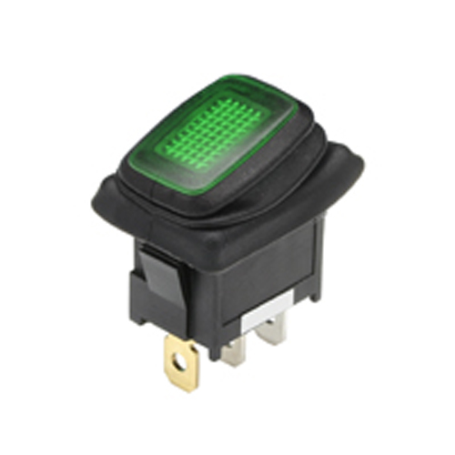 Rocker Switch Waterproof Illuminated SPST 16A On-none-off Green 110V Neon Lamp .187 Qc Terminals