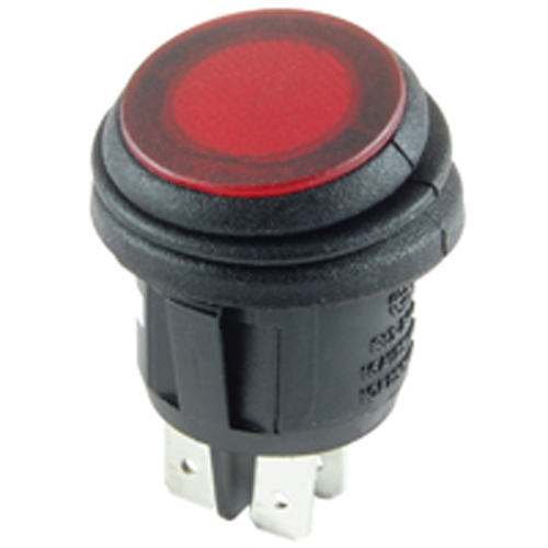Rocker Switch Waterproof Illuminated Round Dpst 16A On-none-off Red 12V LED Lamp .187 Qc Terminals