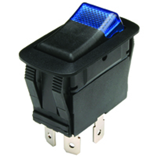 Rocker Switch Waterproof Illuminated SPST 21A On-none-off Blue 12V LED Lamp .250 Qc Terminals