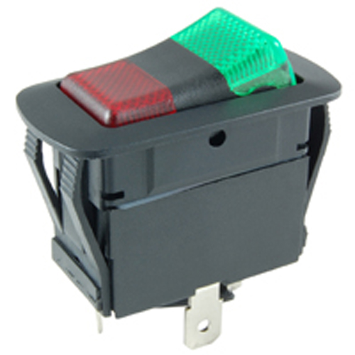 Rocker Switch Waterproof Illuminated SPDT 21A On-none-on Red/green 110V Neon Lamp .250 Qc Terminals