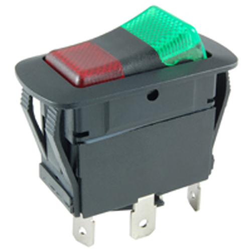 Rocker Switch Waterproof Illuminated SPDT 21A On-none-on Red/green 12V LED Lamp .250 Qc Terminals