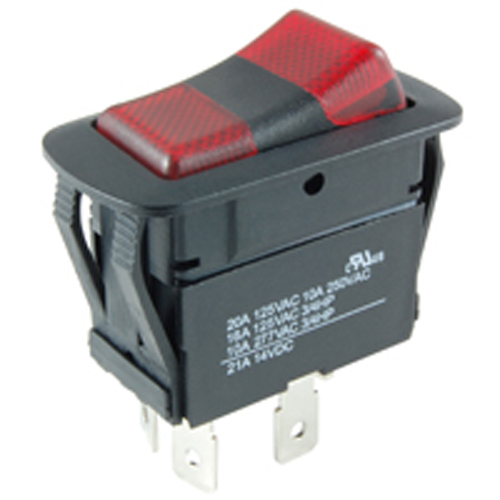 Rocker Switch Waterproof Illuminated SPDT 21A On-off-on Red/red 12V LED Lamp .250 Qc Terminals