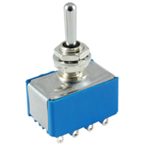 Switch Toggle Miniature Bat Handle 4PDT 6a 125vac (on)-off-(on) Epoxy Sealed Solder Terminals       