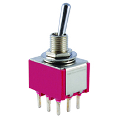 Switch Toggle Miniature Bat Handle 3PDT 5a 120vac On-none-(on) Epoxy Sealed PC Mount Terminals      