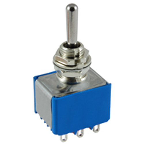 Switch Toggle Miniature Bat Handle 3PDT 6a 125vac (on)-off-(on) Epoxy Sealed Solder Lug Terminals   