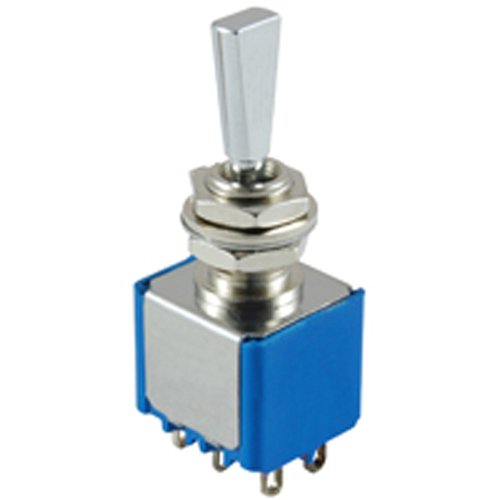 Switch Toggle Miniature Flat Handle Dpdt 6a 125vac (on)-off-(on) Epoxy Sealed Solder Lug Terminals  